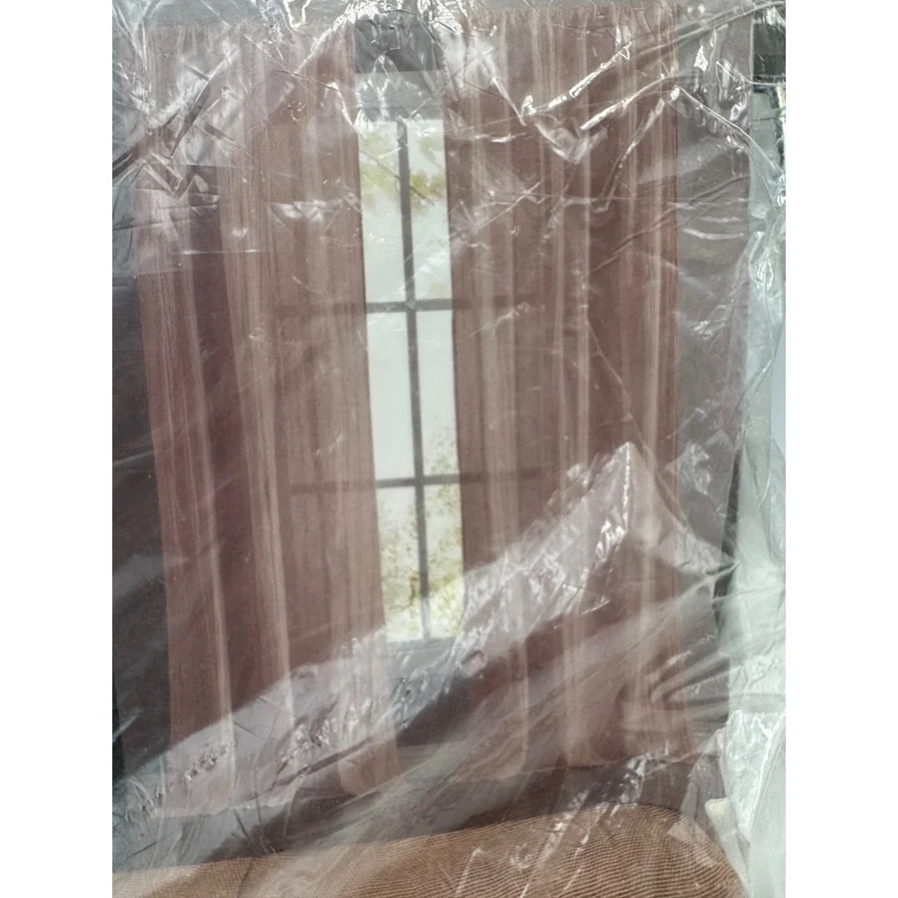 French Connection Home Charter Crushed Polylinen Curtains Rust 50x63 Pair